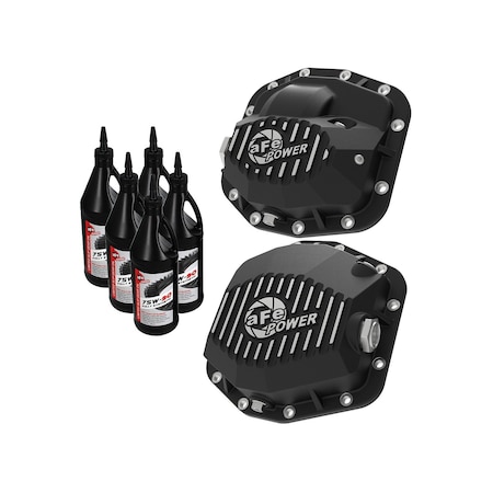 Afe Jeep Dana M186-12 and M220-12, 12 Bolt, With Fill Plug, With Drain Plug, Wrinkle Black, Aluminum 46-7101AB